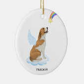 Beagle Dog Angel Wings Personalized Pet Memorial Keramisch Ornament (Rechts)