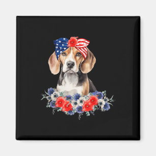 Beagle Dog Bandana Amerikaanse vlag 4 juli Magneet