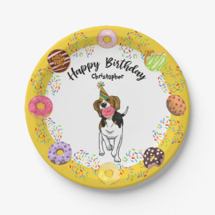 Beagle Dog Birthday Donuts Party Paper Bord