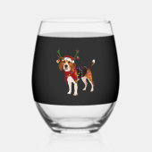 beagle dog christmas Classic T-Shirt Wijnglas Zonder Voet (Voorkant)
