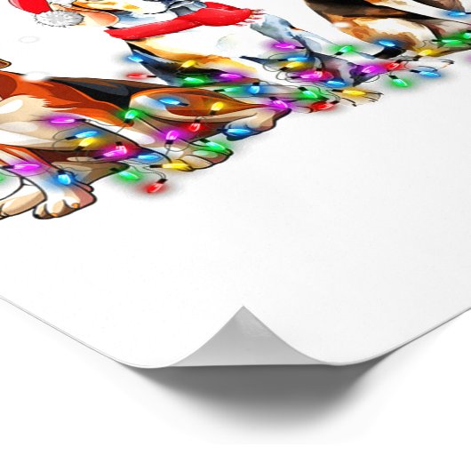 Beagle Dog Christmas Lights Cute Pet Matching Fami Poster (Hoek)