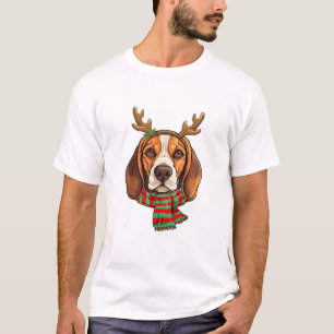 Beagle Dog Christmas Reindeer Santa Hat Grappige K T-shirt