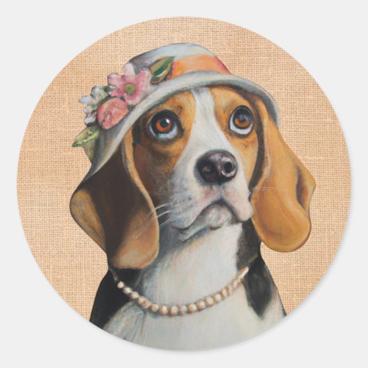 Beagle Dog classic round Sticker (Voorkant)