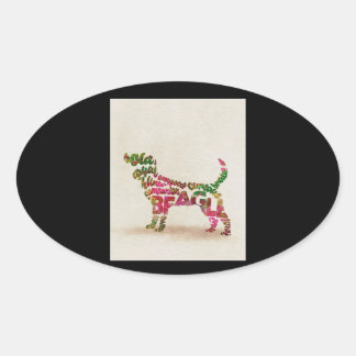 Beagle Dog Cuties Ovale Sticker