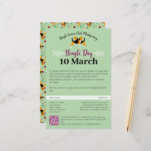 Beagle Dog Day Mailing Briefpapier (Voorkant / Achterkant in situ)