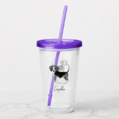 Beagle Dog Design in zwart-wit met naam Acryl Drinkbeker (Achterkant)