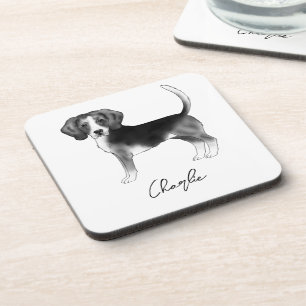 Beagle Dog Design in zwart-wit met tekst Bier Onderzetter