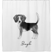 Beagle Dog Design in zwart-wit met tekst Douchegordijn (Voorkant)