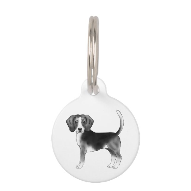 Beagle Dog Design in zwart-wit met tekst Huisdierpenning (Voorkant)