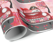 Beagle Dog Driving Auto met hart Valentijnse Cadeaupapier (Rol Hoek)