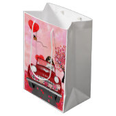 Beagle Dog Driving Auto met hart Valentijnse Medium Cadeauzakje (Voorkant Gekanteld)