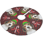 Beagle Dog Elves Candy Canes Buffel Plaid Kerstboom Rok (Gekanteld)