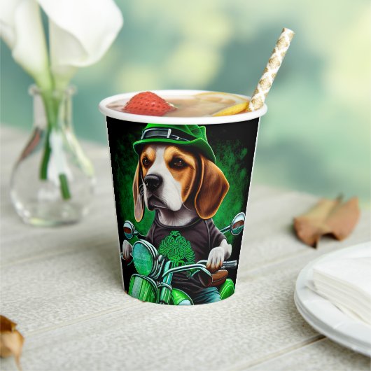 Beagle Dog fiets St. Patrick's Day Papieren Bekers (Insitu)