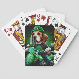 Beagle Dog fiets St. Patrick's Day Pokerkaarten