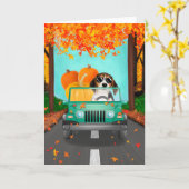 Beagle Dog Herfst Pumpkin Kaart (Gele Bloem)