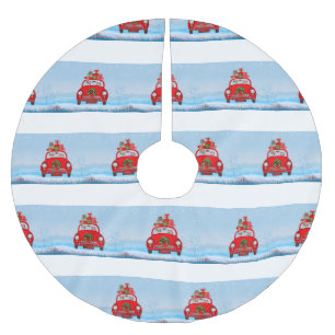 Beagle Dog in auto met kerstman Kerstboom Rok