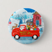 Beagle Dog in kerstcadeauwagen Ronde Button 5,7 Cm (Voorkant)