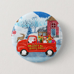 Beagle Dog in kerstcadeauwagen Ronde Button 5,7 Cm