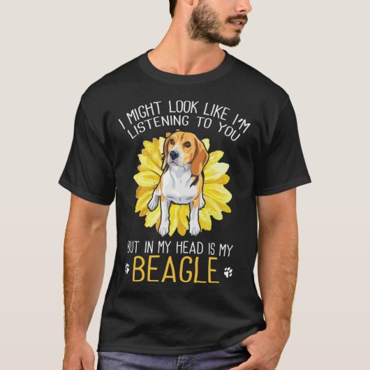 Beagle Dog In My Head Is My Beagle Sunflower T-shirt (Voorkant)