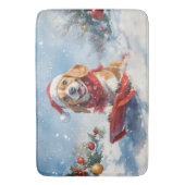 Beagle Dog in Sledge Laat het Sneeuw Kerstmis Badmat (Voorkant Verticaal)
