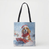 Beagle Dog in Sledge Laat het Sneeuw Kerstmis Draagtas (Voorkant)