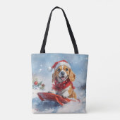 Beagle Dog in Sledge Laat het Sneeuw Kerstmis Draagtas (Achterkant)