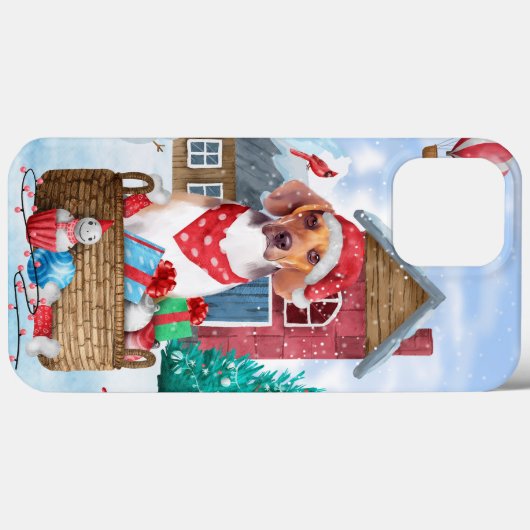 Beagle Dog in sneeuwkersthondenhuis Case-Mate iPhone Case (Achterkant (horizontaal))