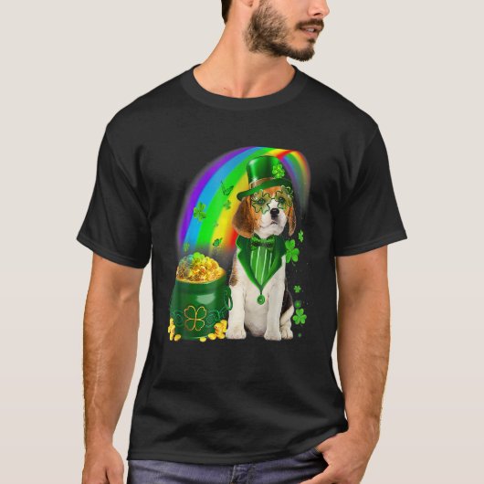Beagle Dog Irish Leprechaun Saint Patrick Day T-shirt (Voorkant)