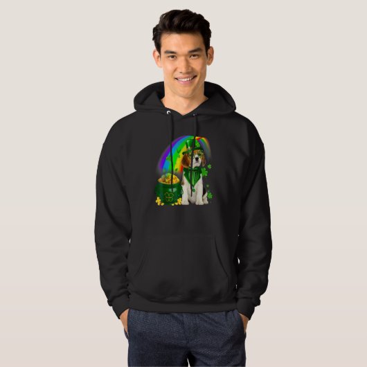 Beagle Dog Irish Leprechaun Saint St Patrick Day Hoodie (Voorkant volledig)