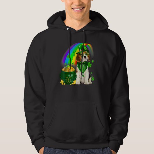 Beagle Dog Irish Leprechaun Saint St Patrick Day Hoodie (Voorkant)