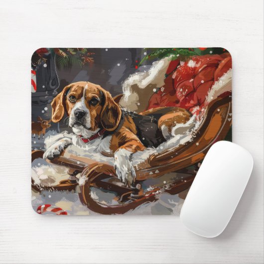 Beagle Dog Kerstfeest Muismat (Met muis)