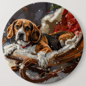 Beagle Dog Kerstfeest Ronde Button 6,0 Cm (Voorkant)