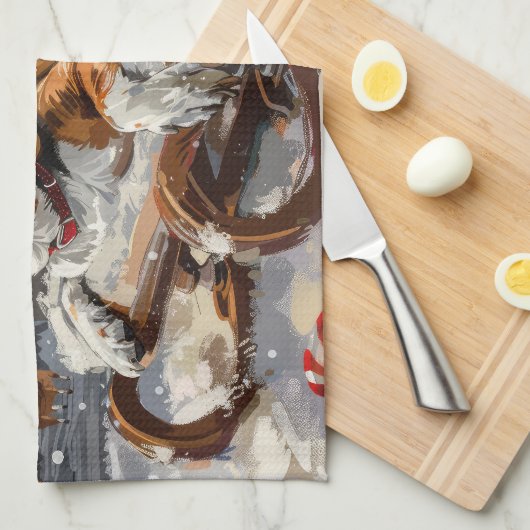 Beagle Dog Kerstfeest Theedoek (Quarter Fold)