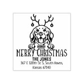 Beagle Dog Kerstmis retour adres Rubberstempel (Afrduk)