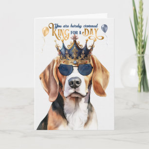 Beagle Dog King voor een dag grappige verjaardag Kaart