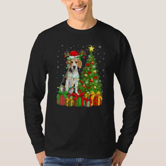 Beagle Dog Lighting Xmas - Sinterhat Beagle Chr T-shirt (Voorkant)