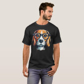 Beagle Dog met bril Pop Art Style T-shirt (Voorkant volledig)