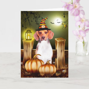 Beagle Dog Met Heks Pet Halloween Cadeau Idee Kaart