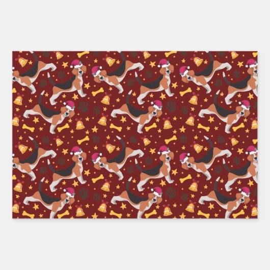 Beagle Dog met Kerstmis met kerstmis Inpakpapier Vel (Voorkant 3)