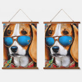 Beagle Dog met zonnebril Hangend Wandkleed (Dubbel)