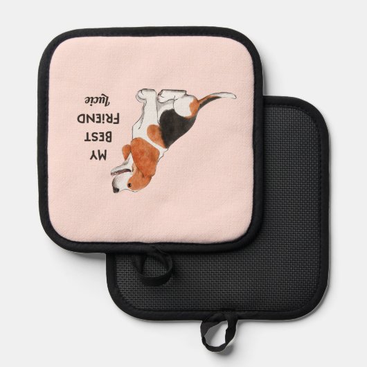 Beagle Dog Mijn Beste Vriend Aangepaste Huisdier N Pannenlap (Voorkant / Achterkant)