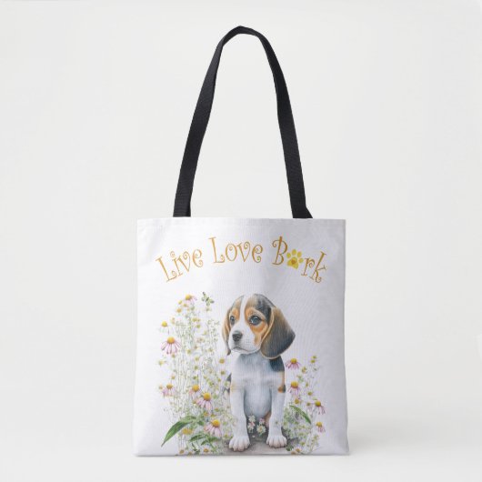 Beagle Dog Mom Floral Draagtas (Voorkant)