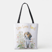 Beagle Dog Mom Floral Draagtas (Achterkant)