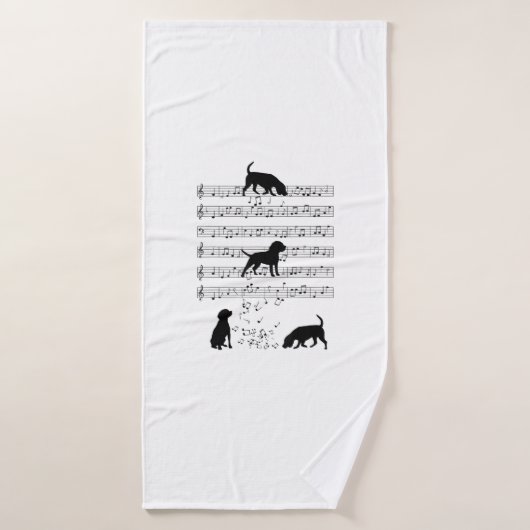 Beagle dog Music Note Clef Musicus Schattige Beagl Badhanddoek (Badhanddoek)