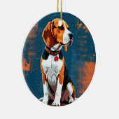 Beagle Dog op Abstracte achtergrond Keramisch Ornament (Rechts)