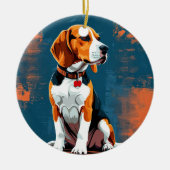Beagle Dog op Abstracte achtergrond Keramisch Ornament (Voorkant)