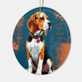 Beagle Dog op Abstracte achtergrond Keramisch Ornament (Links)