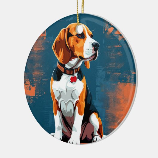 Beagle Dog op Abstracte achtergrond Keramisch Ornament (Links)