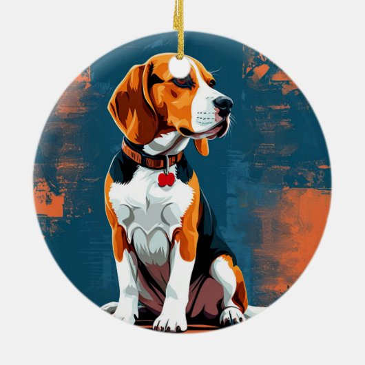 Beagle Dog op Abstracte achtergrond Keramisch Ornament (Achterkant)
