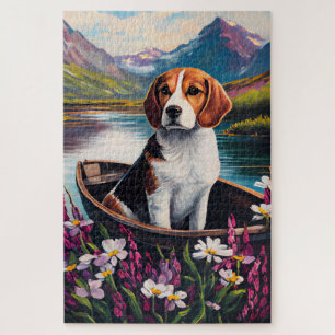 Beagle Dog op een peddel: Een Schilderachtig avont Legpuzzel